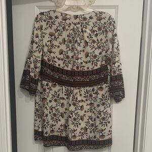 Suzanne Betro Cream and Brown Floral Blouse